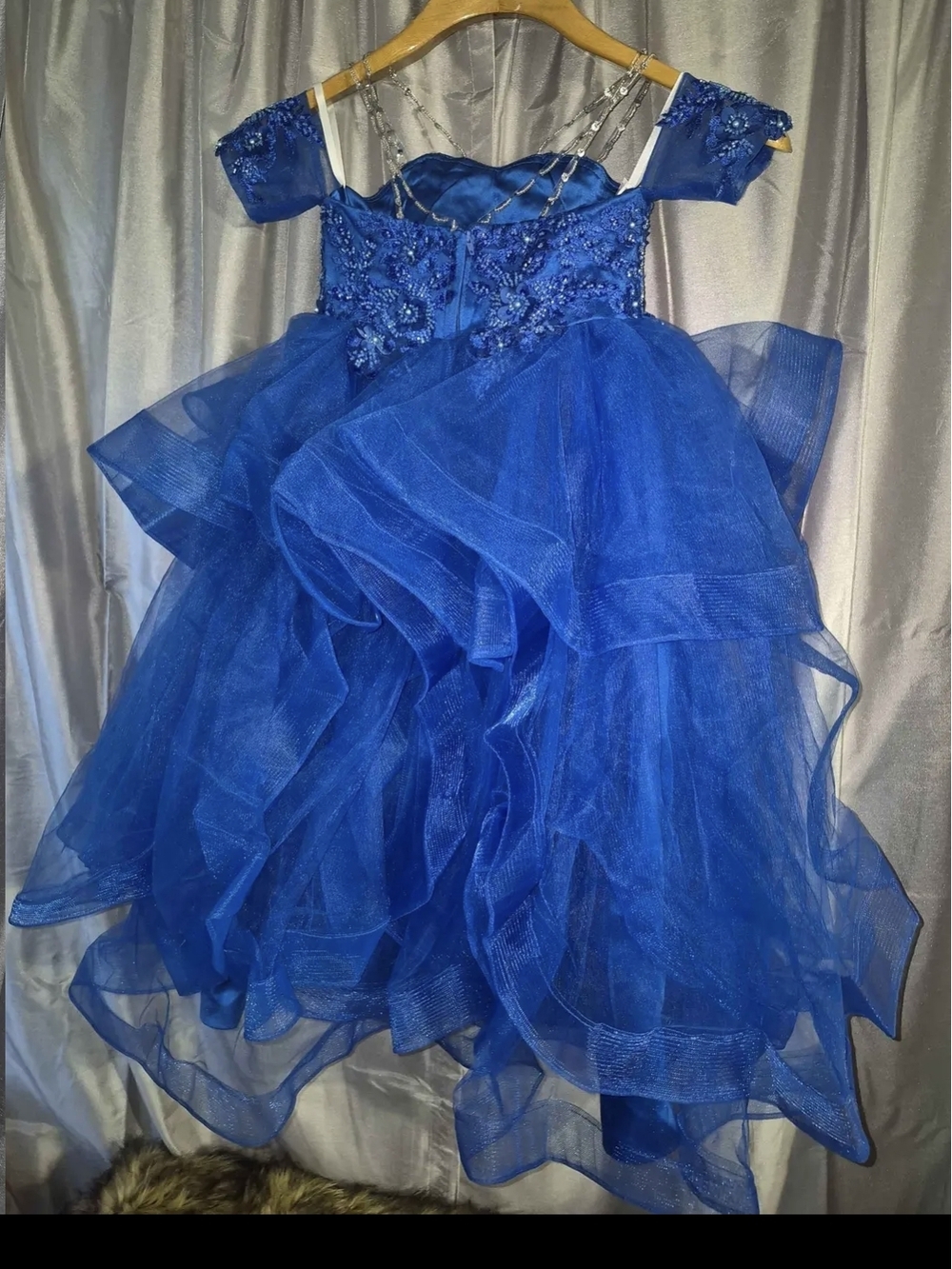 Royal Blue Ruffled Tulle Party Dress